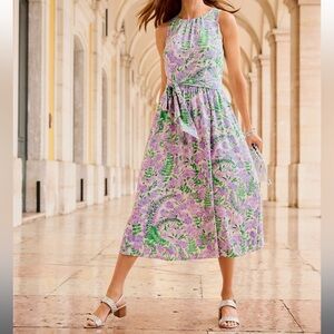 TALBOTS Floral Purple and Green Women's Dress